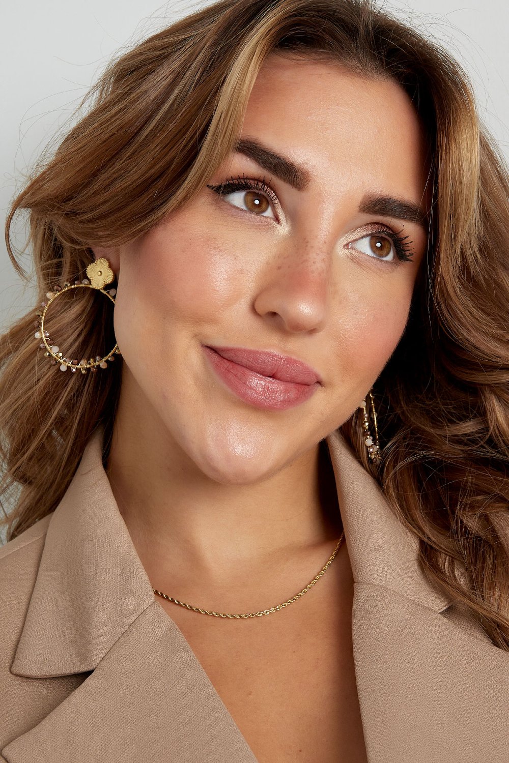 unisex necklace twisted short - Gold color-2.0mm h5Picture2